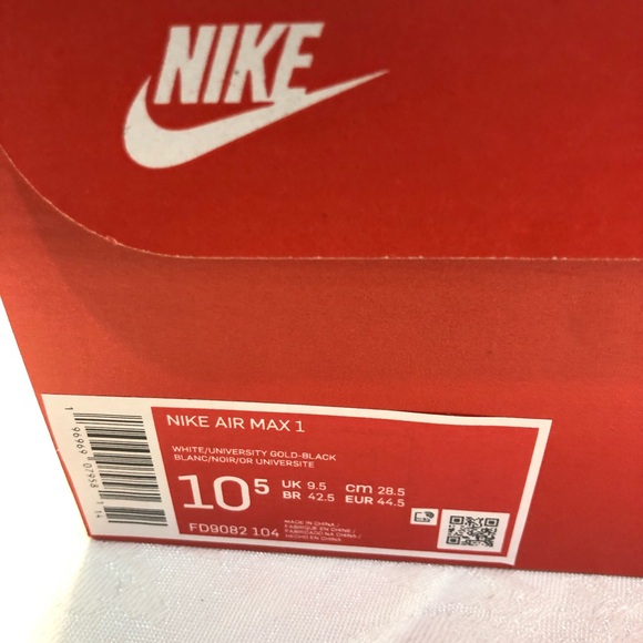 Nike Air Max 1 White University Gold Black size 10.5 Men's Women’s 12 “Batman” - Picture 13 of 15